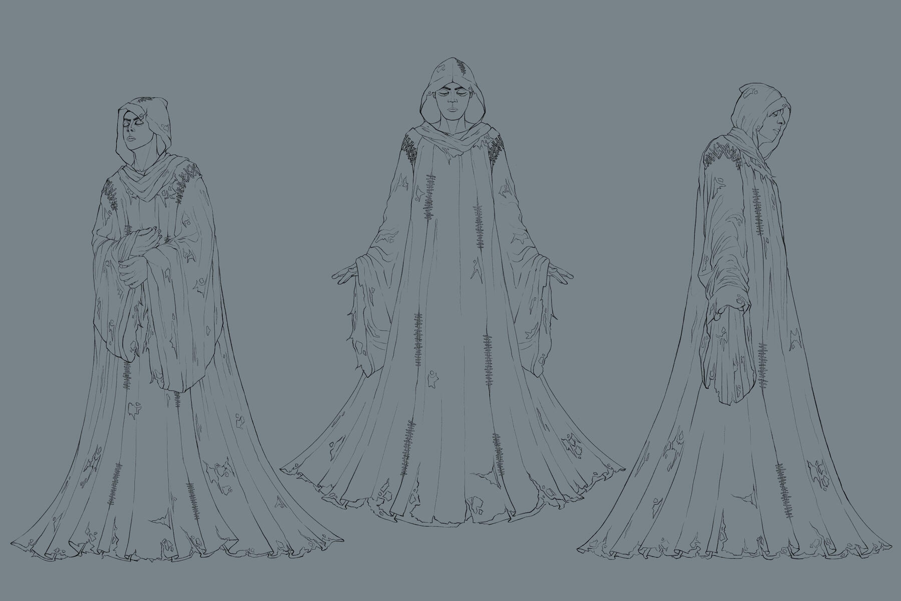 Tattered Cloak Design Lineart