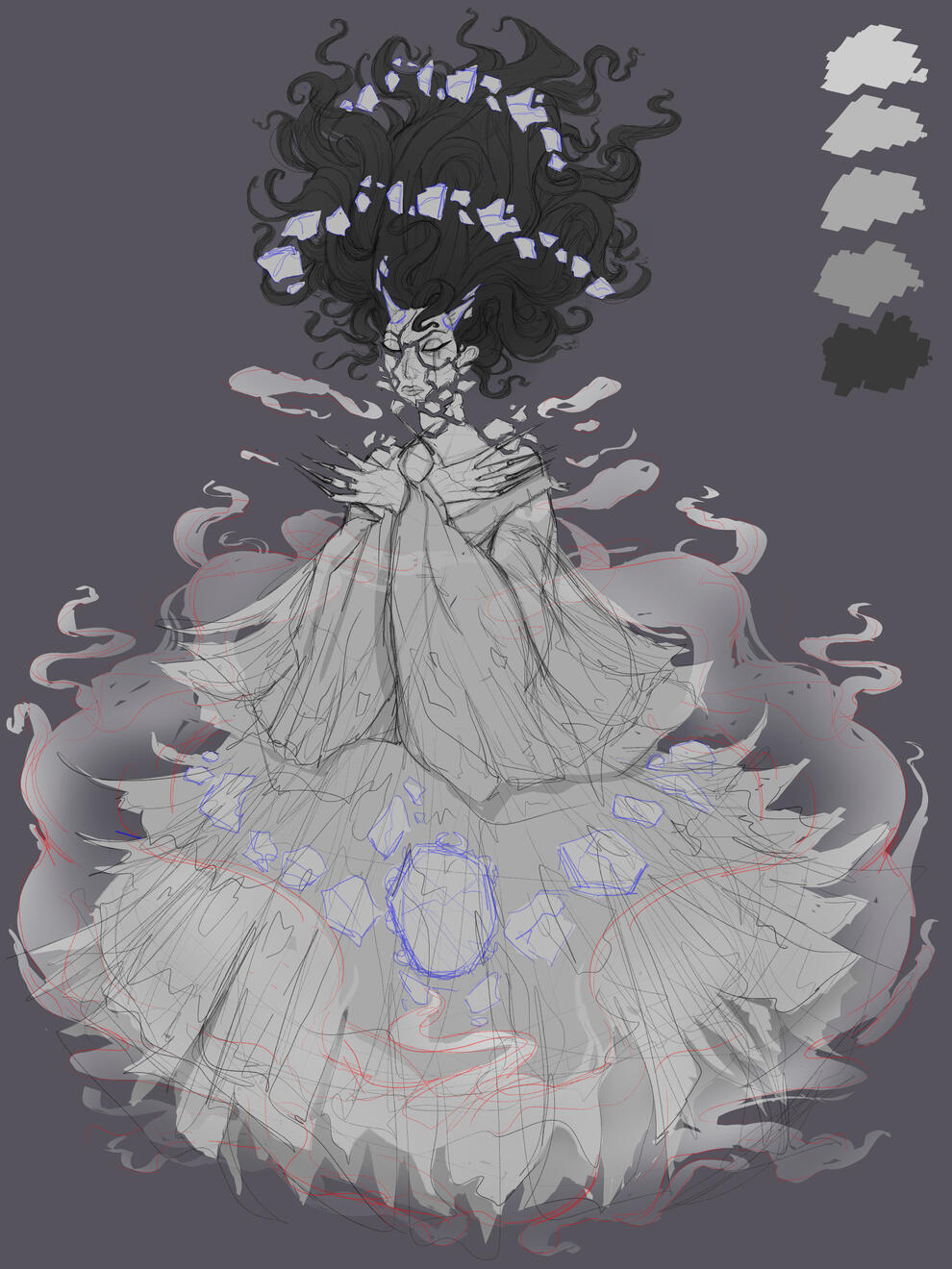 Rough Sketch + Value Breakdown