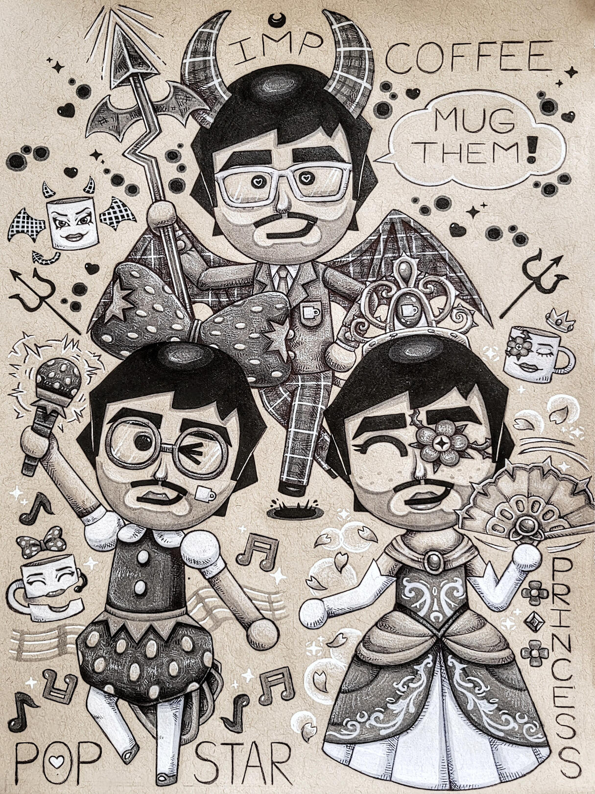 Coffee (as a Popstar, Imp & Princess)